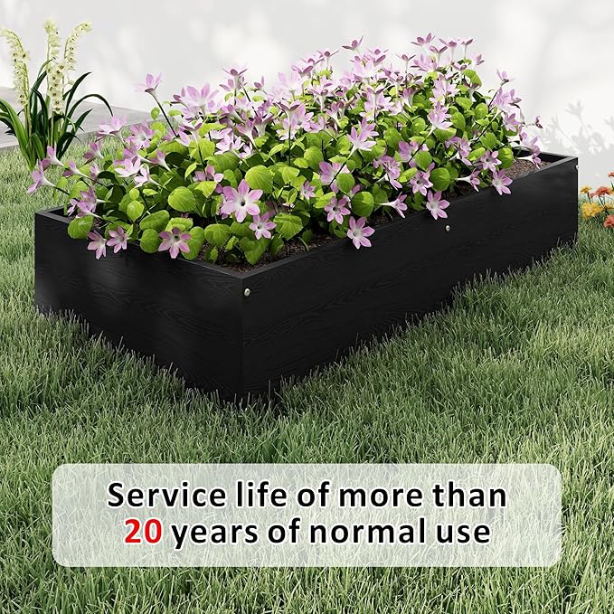 Raised Garden Bed 47.24 * 24.4 * 9.65 in,HDPE Vegetable Planter Bed Outdoor,Elevated Horticulture Planter Bed,Waterproof,Rot-Resistant and Non-Cracking Above Ground Garden Bed(Black)