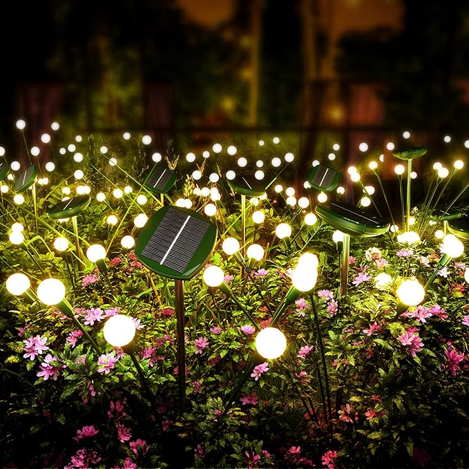 AOSEA Solar Outdoor Waterproof Pathway Lights - Fairy Lights Sway by Wind for Outside, Firefly Lights for Patio, Garden, Yard, Walkway, Sidewalk