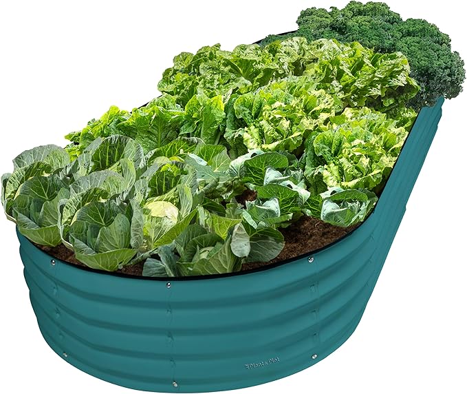 Galvanized Raised Garden Beds Outdoor // 8×4×1 ft Planter Raised Beds for Gardening, Vegetables, Flowers // Large Metal Garden Box // Patented Tool-Free Design (Turquoise)