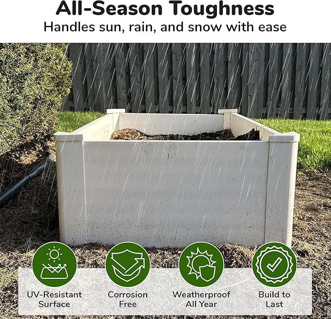 Raised Garden Bed - 2x4 ft Planter Box - White HDPE - No Tools Needed - DIY Kit for Urban Gardening, Flowers, Herbs & Vegetables - Made in The USA