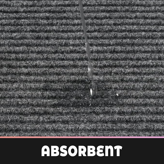 fani Heavy Duty Large Outdoor Indoor Entrance Doormat Waterproof Low Profile Entrance Rug Front Door Mat Patio Anti-Skid Rubber Back, 31x47 inch (Light Grey)