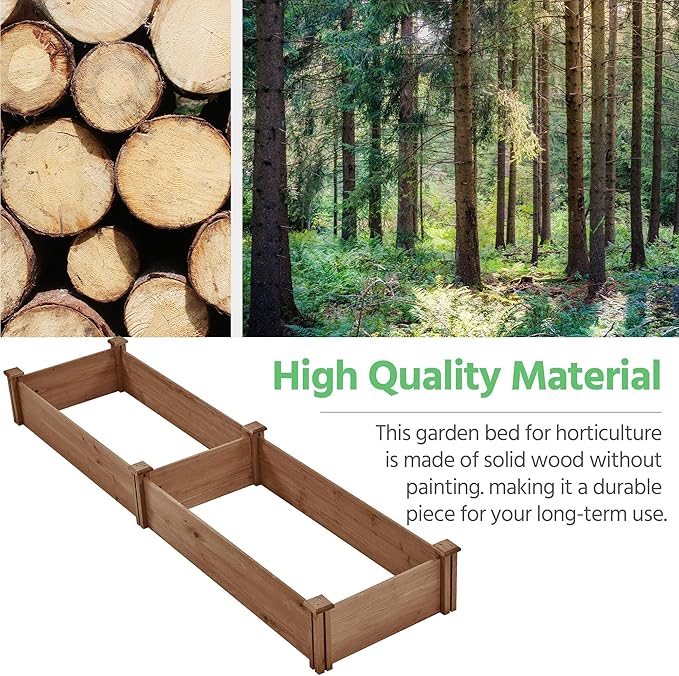 Yaheetech 8x2ft Wooden Horticulture Raised Garden Bed Divisible Elevated Planting Planter Box for Flowers/Vegetables in Backyard/Patio Outdoor, Dark Brown, 95 x 25 x 11in
