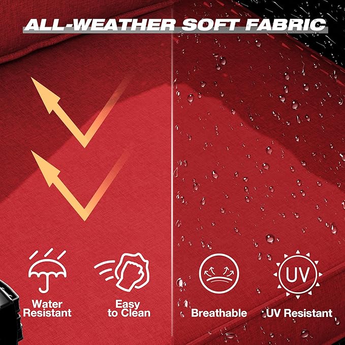 Joyside Wicker Patio Furniture Sets, 4 Pieces Upgraded Large Size Outdoor Furniture with Patio Dining Chairs and Outdoor Ottoman, Thick Cushions, Wide Armrest