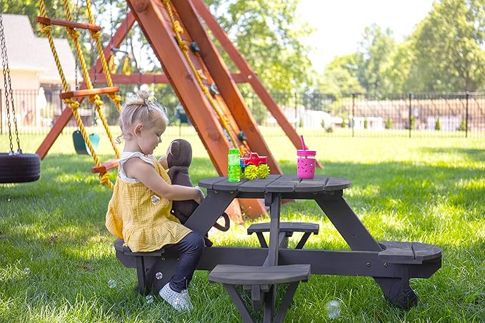 Jack & June Circular Cedar Picnic Table – 100% Cedar Wood – Weather Resistant – Perfect for Outdoor Dining and Entertaining