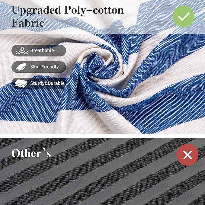 SUNCREAT Large Hammocks for Outside, Long Replacement Hammock Two Person for Stand, Blue White Stripes