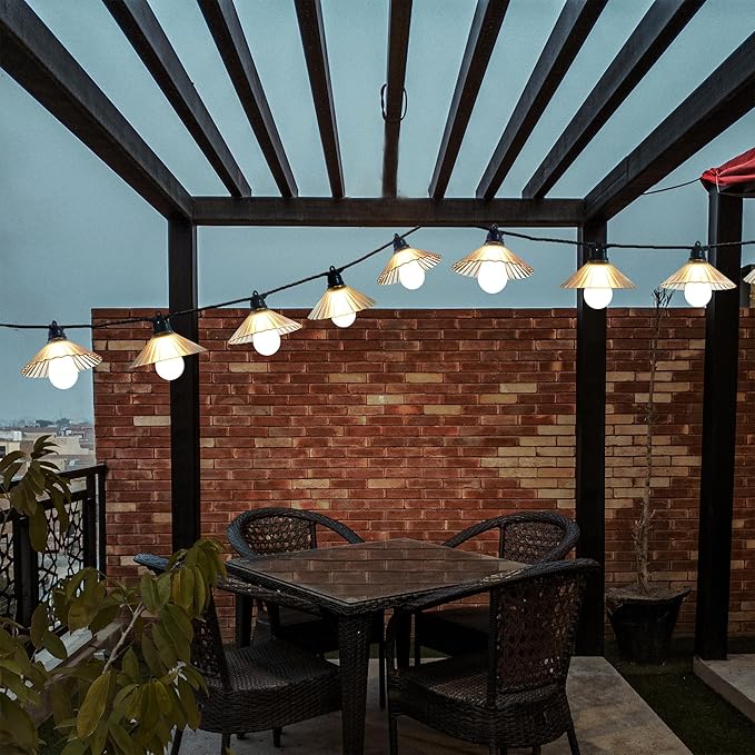 Outdoor LED String Lights 16.4 ft Waterproof Connectable Patio Lights with 10 Bulbs for Backyard Porch Garden Home Holiday Indoor Decoration (Warm White)