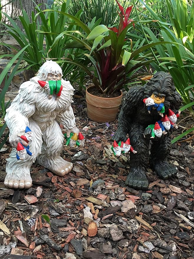GlitZGlam Large Miniature Bigfoot and Gnomes for Fairy Garden. A Large Gnome Figurine (13 inch High) and Fairy Garden Accessory