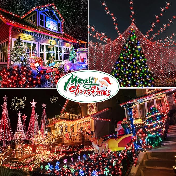 Hezbjiti 2 Pack 1000 LED 403 FT Christmas String Lights Outdoor, 8 Lighting Modes IP44 Waterproof Fairy Lights with Timer and Dimmable Function for Party Tree Decorations (Red, Clear Wire)