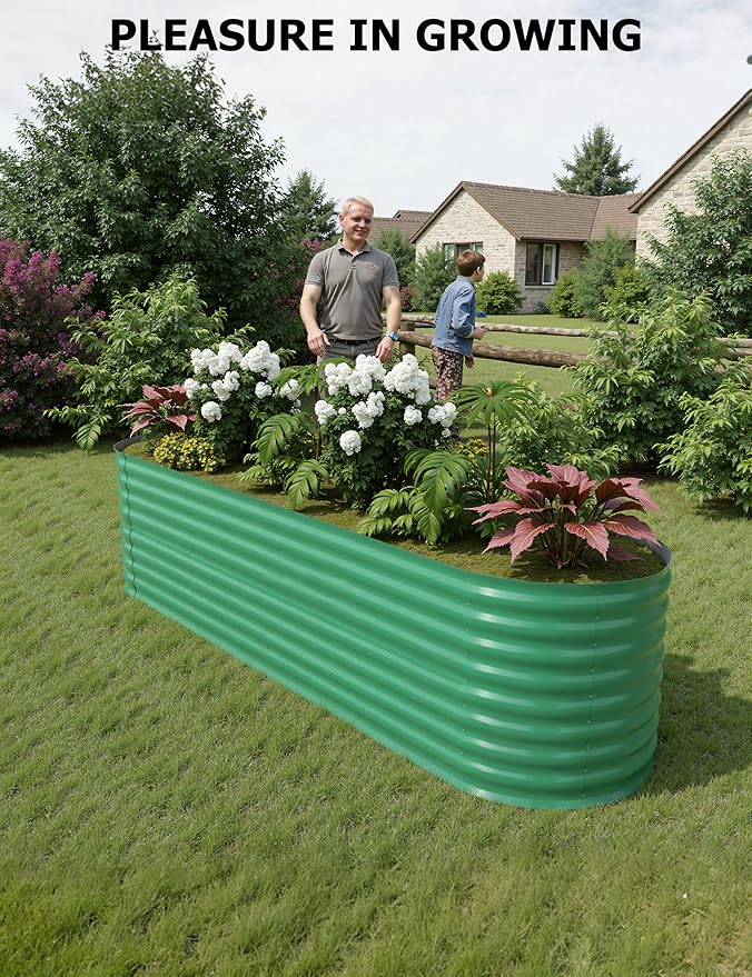 8x2x2ft Raised Garden Bed,Galvanized Raised Planter Boxes Outdoor with Easy Assembly, Large Garden Bed for Vegetables, Fruits, Flower,Raised Garden Bed,Green