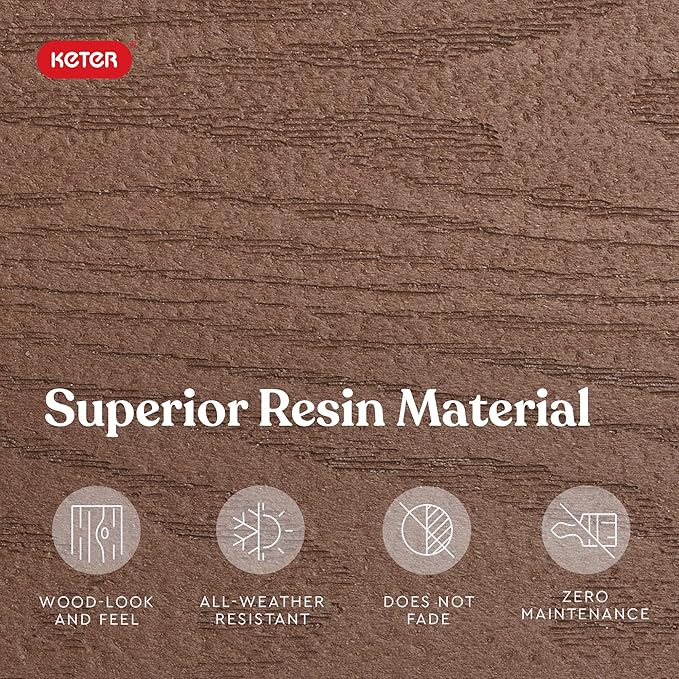 Keter 48" X 48" inches Wood Look Raised Garden Bed, Durable Outdoor Herb Garden Planter for Vegetables, Flowers, and Succulents, Brown