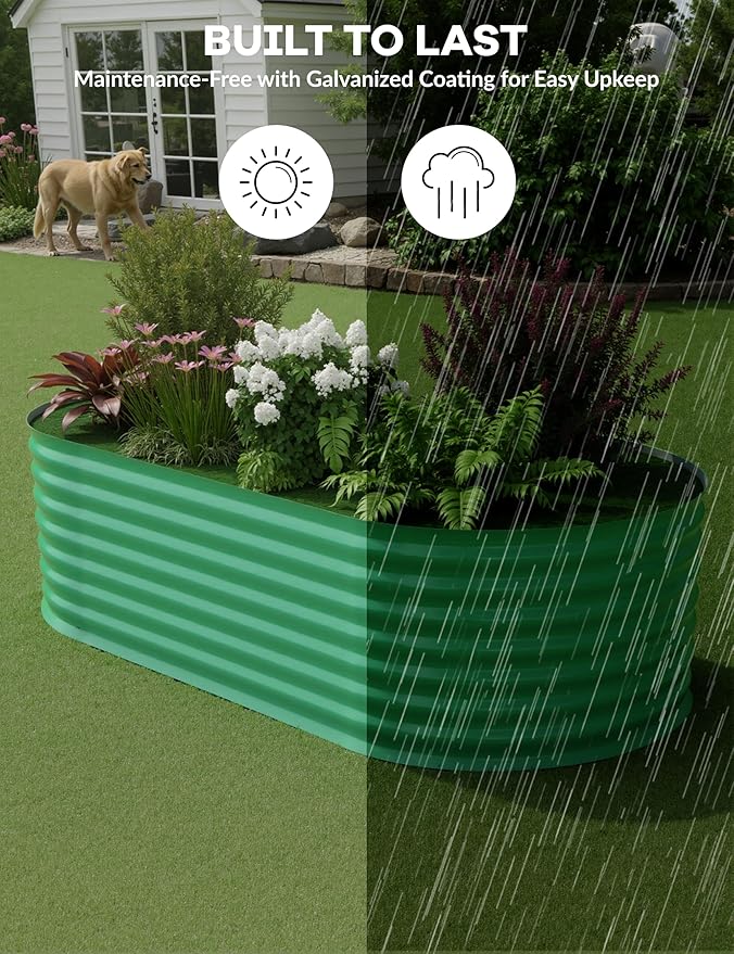 6x3x2 ft Raised Garden Bed,Galvanized Raised Planter Boxes Outdoor with Easy Assembly, Large Garden Bed for Vegetables, Fruits, Flower,Raised Garden Bed,Green