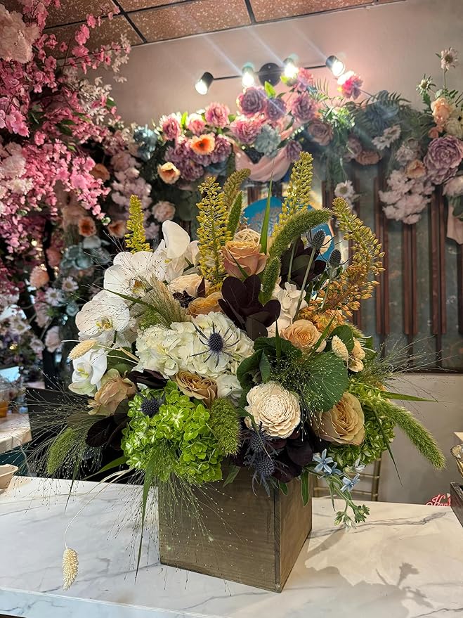 Wooden Planter Box, Rustic Barn Wood with Plastic Liner l Garden Decor l Restaurant and Wedding Decorations l Wedding Bouquets, Table Centerpiece (5x5 Set of 4, Natural)