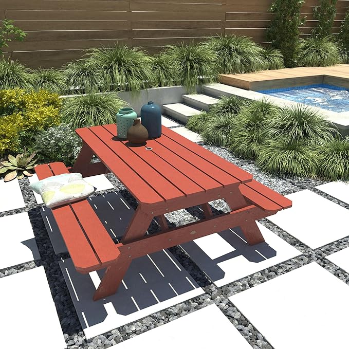 highwood Hometown Picnic Table, 6 Foot, Rustic Red