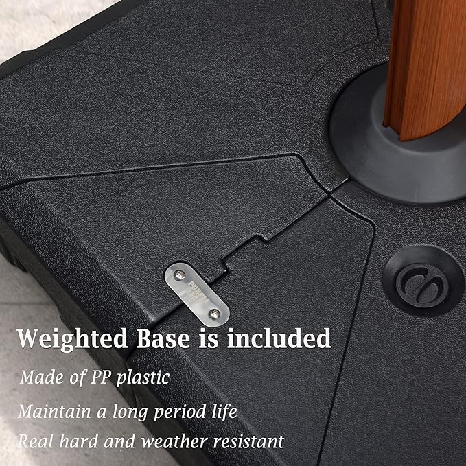 PURPLE LEAF 10ft Patio Umbrella with Base Outdoor Square Umbrellas Large Cantilever Umbrella Windproof Offset Heavy Duty Sun Umbrellas for Garden Deck Pool Patio, Cream