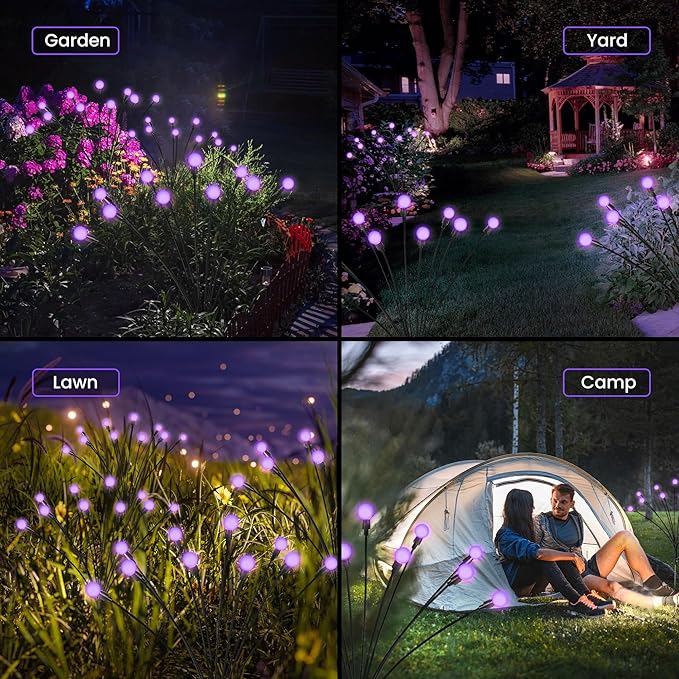 Solar Lights Outdoor Decoration, Waterproof Xmas Outdoor Lights Decor for Yard, Patio, Garden, and Front Porch, 30 LEDs Swing with The Wind (3 Pack, Purple)