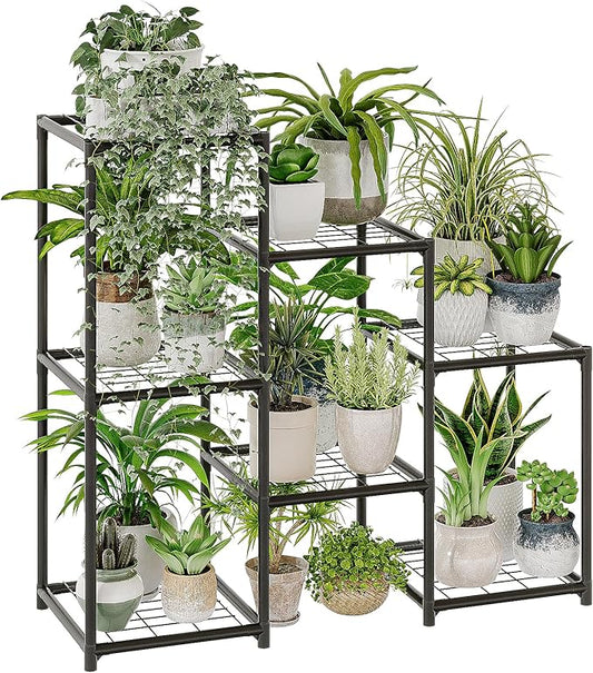 Bamworld Plant Stand Outdoor Metal Plant Shelf for Multiple Plants 3 Tiers Ladder Plant Holder Waterproof for Garden Living Room Patio Morden Home Decor Gardening Gifts