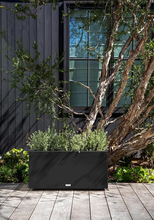 Veradek Block Series Long Box Planter - Large Rectangular Planter for Indoor or Outdoor Patio/Porch | Durable All-Weather Use with Drainage Holes | Modern Décor for Tall Plants, Flowers or Shrubs