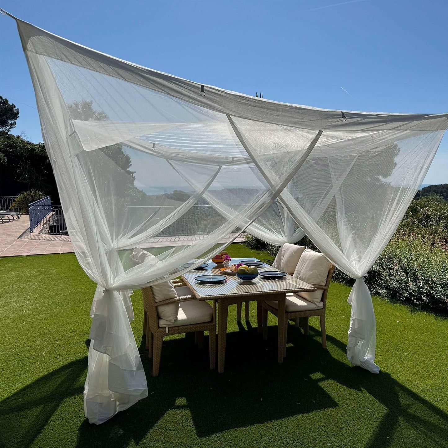 Mosquito Net for Patio 11.5 x 8.2 FT | Very Large Sizes & Fabric Designed for Outdoors | Insect House Screen Netting for Gazebo, Porch & Garden Terrace | White Outside Canopy Bug Protection