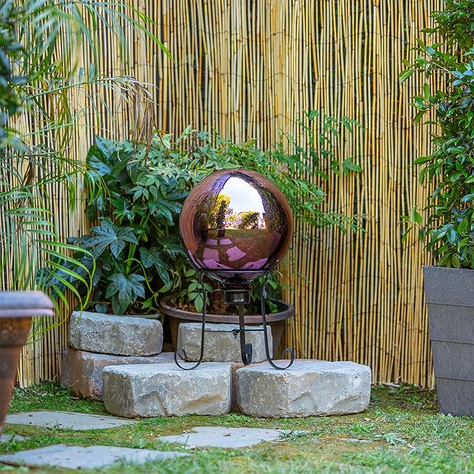 Alpine Corporation 10" Diameter Indoor/Outdoor Glass Gazing Globe Festive Yard Décor, Purple