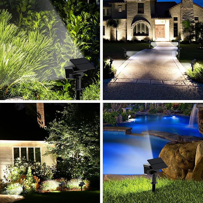 WELALO Solar Spot Lights Outdoor, [10 Pack/3 Modes] Solar Landscape Spotlights, Adjustable Solar Powered Security Lights, IP65 Waterproof Wall Lights for Walkway, Yard, Garden, Driveway (Cool White)