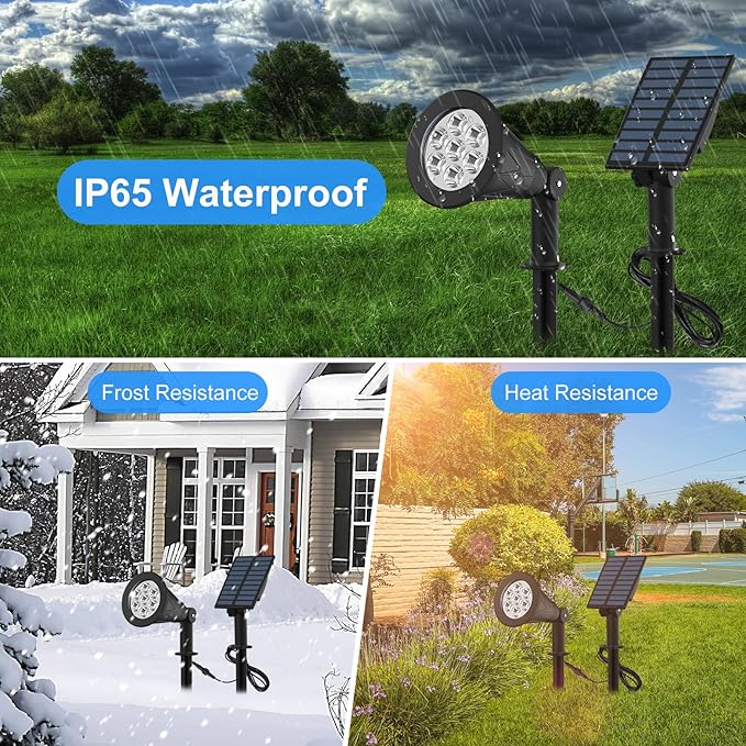 T-SUNUS Christmas Solar Landscape Spotlights Color Changing 2 Pack, Halloween Solar Spot Lights Outdoor Waterproof Garden Pond Light, Separately Installed for Outdoor/Indoor