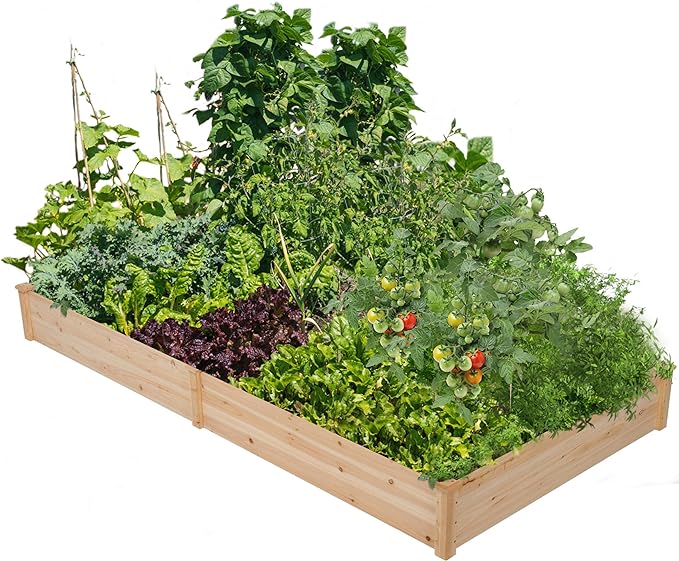 Yaheetech 8×4ft Wooden Horticulture Raised Garden Bed Divisible Elevated Planting Planter Box for Flowers/Vegetables/Herbs in Backyard/Patio Outdoor, Natural Wood, 93 x 48 x 10in