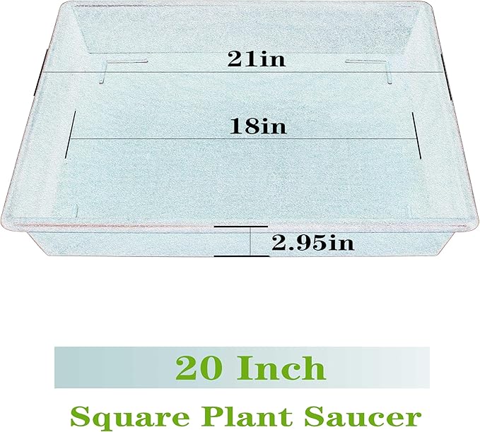 Square Plant Saucer 20 Inch 2 Pack, Large Plant Trays for Pots Heavy Duty Plastic Plant Saucers for Indoors Outdoors, Flower Pot No Holes Plant Lover Gardening Gifts