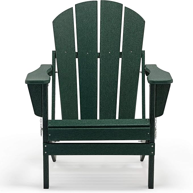 Westin Outdoors Laguna WO Home Outdoor Adirondack Folding Chair Lounger Seat Traditional Retro Home Furniture for Beach, Balcony, Backyard, Lawn, Patio, Pool, Deck, Garden (Dark Green)