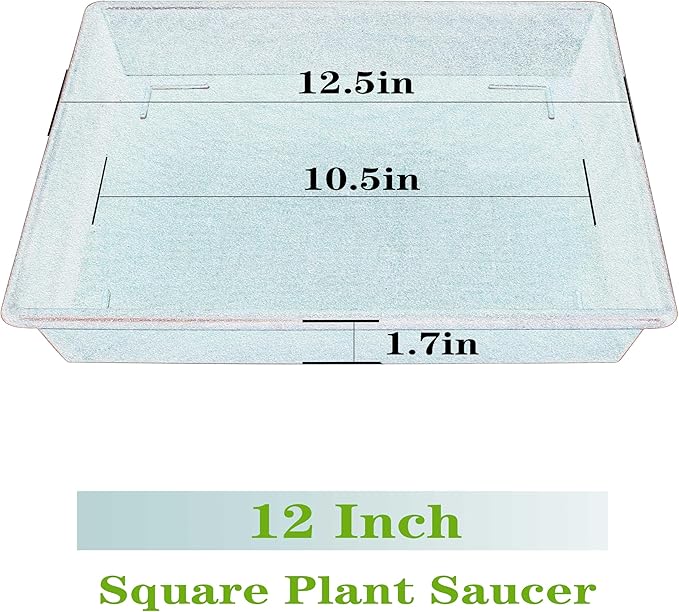 Square Plant Saucer 12 Inch 5 Pack, Plant Stand Plant Trays for Pots Heavy Duty Gray Plastic Plant Saucers for Indoors Outdoors, Flower Pot No Holes Plant Lover Gardening Gifts