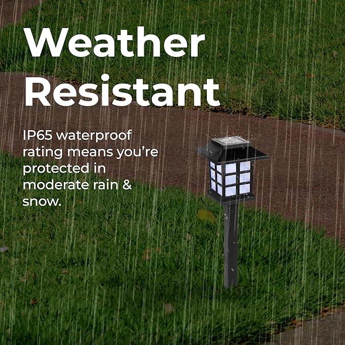 TECHKO Solar Classic Lantern Garden Pathway Lights – Dusk-to-Dawn, Weather-Resistant Outdoor LED Lighting (4-Pack)