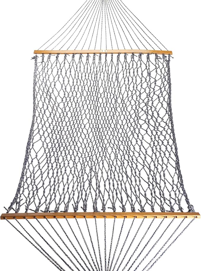 Original Pawleys Island 14DCOTNV Deluxe Navy Oatmeal Heirloom Tweed DURACORD Rope Hammock with Extension Chains & Tree Hooks, Handcrafted in The USA, 450 LB Weight Capacity, 13 ft. x 60 in.