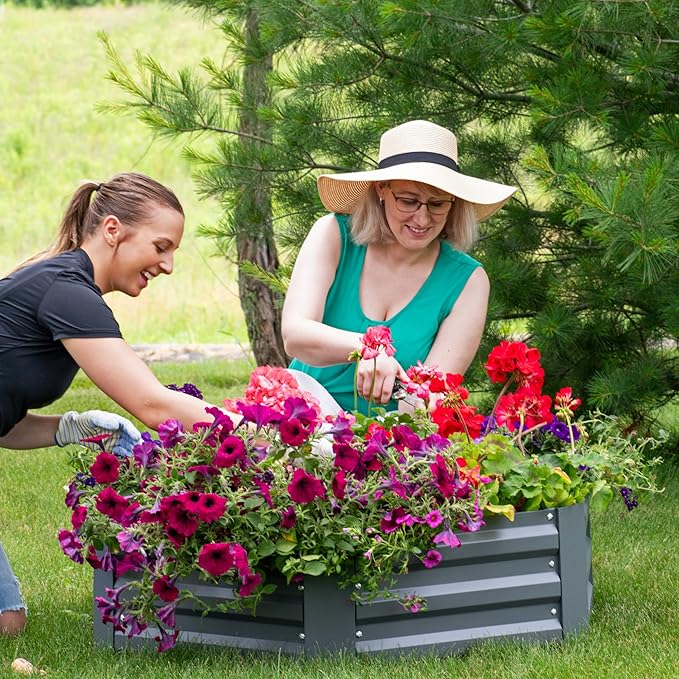 Sunnydaze Galvanized Raised Garden Bed - Metal Raised Bed for Gardening - Outdoor Planter Box for Flowers, Plants, and Vegetables - Gray - 12.25" Hexagon