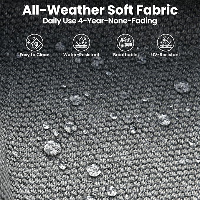 ovios 8 Pieces Patio Furniture Set with 54" Fire Pit Table, Outdoor Wicker Sofa with Comfy Cushions, All Weather High Back Rattan Couch Conversation Set, Dark Grey