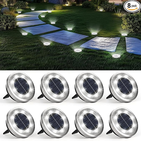 SOLPEX 8 Pack Solar Ground Lights Outdoor Waterproof, Solar Powered Pathway Lights, Landscape Lighting for Garden Walkway Driveway Backyard Decor (Cool White)