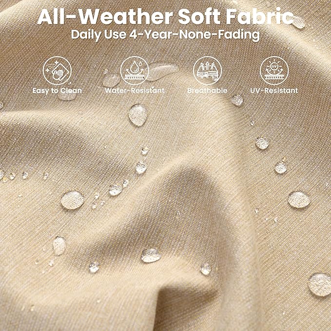 ovios 7 Pieces Patio Furniture Set with 54" Fire Pit Table, Outdoor Wicker Sofa with Comfy Cushions, All Weather High Back Rattan Couch Conversation Set, Beige