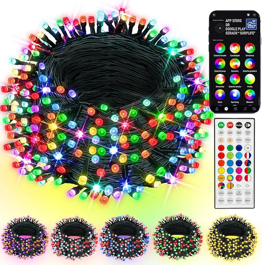 Dazzle Bright Smart Christmas String Lights, 98FT 300 LED RGB Color Changing String Lights with Remote & App Controlled, Christmas Decorations for Indoor Outdoor Holiday Xmas Tree Party Decor