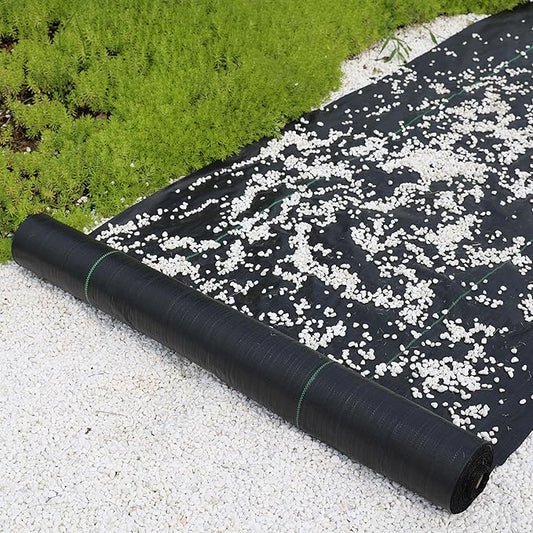 LIUJIAYI 2.4oz-5FTx300FT Weed Barrier Landscape Fabric - Durable Weed Block Gardening Ground Cover Mat, Woven Geotextile Fabric for Underlayment, Commercial Driveway Stabilization, Weed Control Cloth