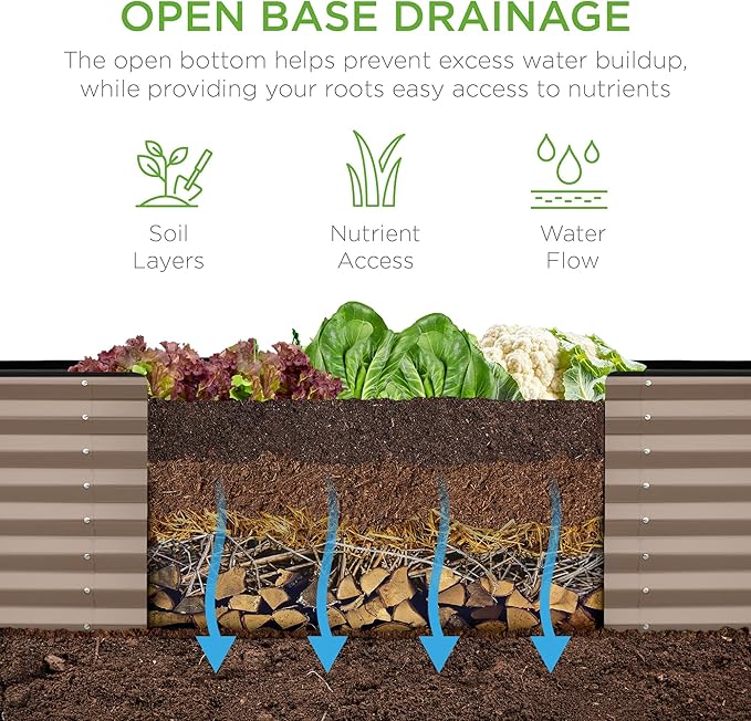 Best Choice Products 8x2x2ft Outdoor Metal Raised Garden Bed, Rectangular Deep Root Planter Box for Vegetables, Flowers, Herbs, and Succulents w/ 239 Gallon Capacity - Taupe