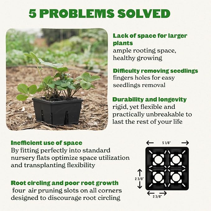 Epic Gardening Reusable Seed Starter Tray - 4 Cell 3"/8 Seedling Starter Trays - Easy Watering, Indoor Greenhouse, Plant Starter, Gardener-Friendly for Seedlings | UV-Treated & BPA-Free - Black