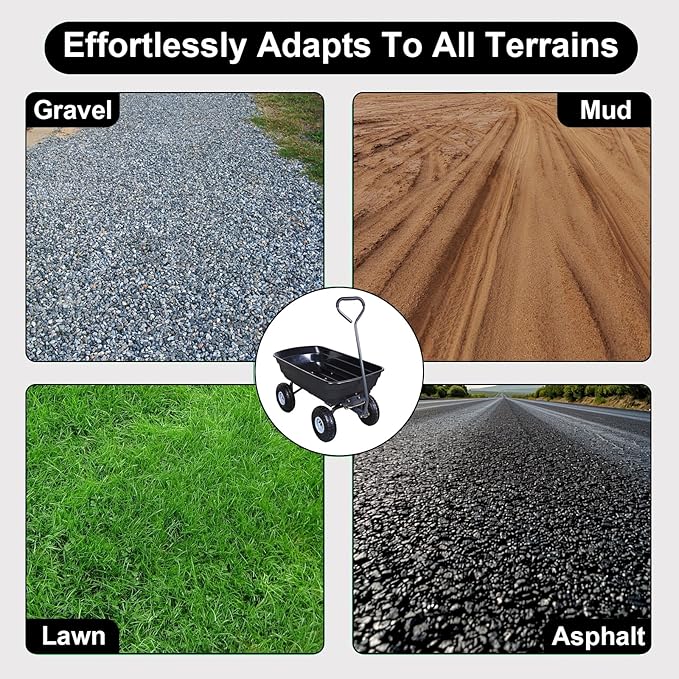 AAIN 600 Lbs Poly Garden Dump Cart,Camping Beach Wagon with 180° Rotating Handle and 10"Pneumatic Tires,Practical Heavy Duty Yard carts and Wagons,Quick Release Utility Wheel Barrow Trolley,Green A078