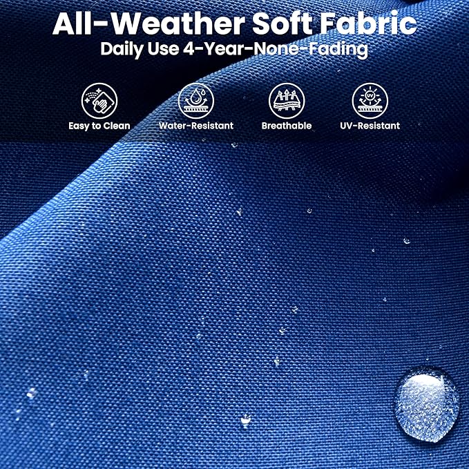 ovios 6 Pieces Patio Furniture Set, Outdoor Wicker Sofas with Glass Coffee Table and Comfy Cushions, All Weather High Back Couch Set for Deck Porch, Brown Rattan, Navy Blue