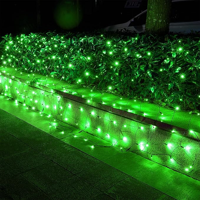 Led Christmas Net Lights Outdoor Christmas Decorations 120Led 6Ftx4Ft Connectable Waterptoof Mesh Net Lights for Trees Bushes Wedding Garden Outdoor Christmas Decorations (Green)