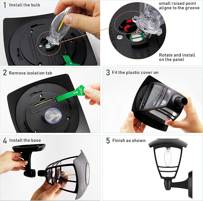 MAGGIFT 2 Pack Solar Powered Wall Lantern, Outdoor 10 Lumen LED Edison Bulb Solar Warm White Lights Wall Sconce with No Wiring Required,Fixture with Wall Mount Kit