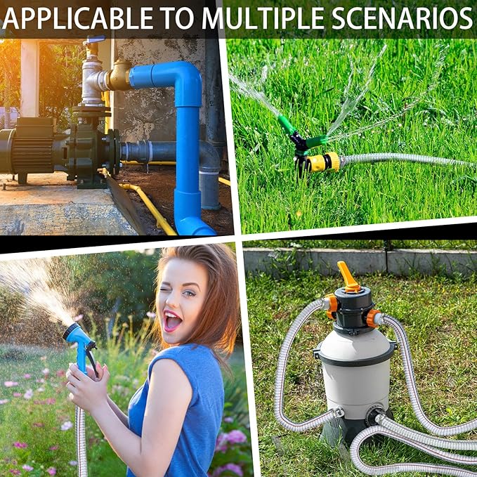 Frienda Heavy Duty Steel Wire Flexible Tubing with Fasteners PVC High Pressure Drain Hose Tube Pond Tubing Clear Wire Reinforced for Pond Bilge Pump Vacuum Suction Hose(10 Ft, 1 Inch Id)