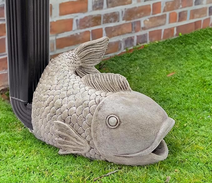 Fish Statues Gutter Downspout Extension Statues Garden Decoration,Resin Statue Outdoor Decor,Animal Downspout Diverter,Decorative Gutter Extension,3"×4" Downspout Extender Diverter Splash Block