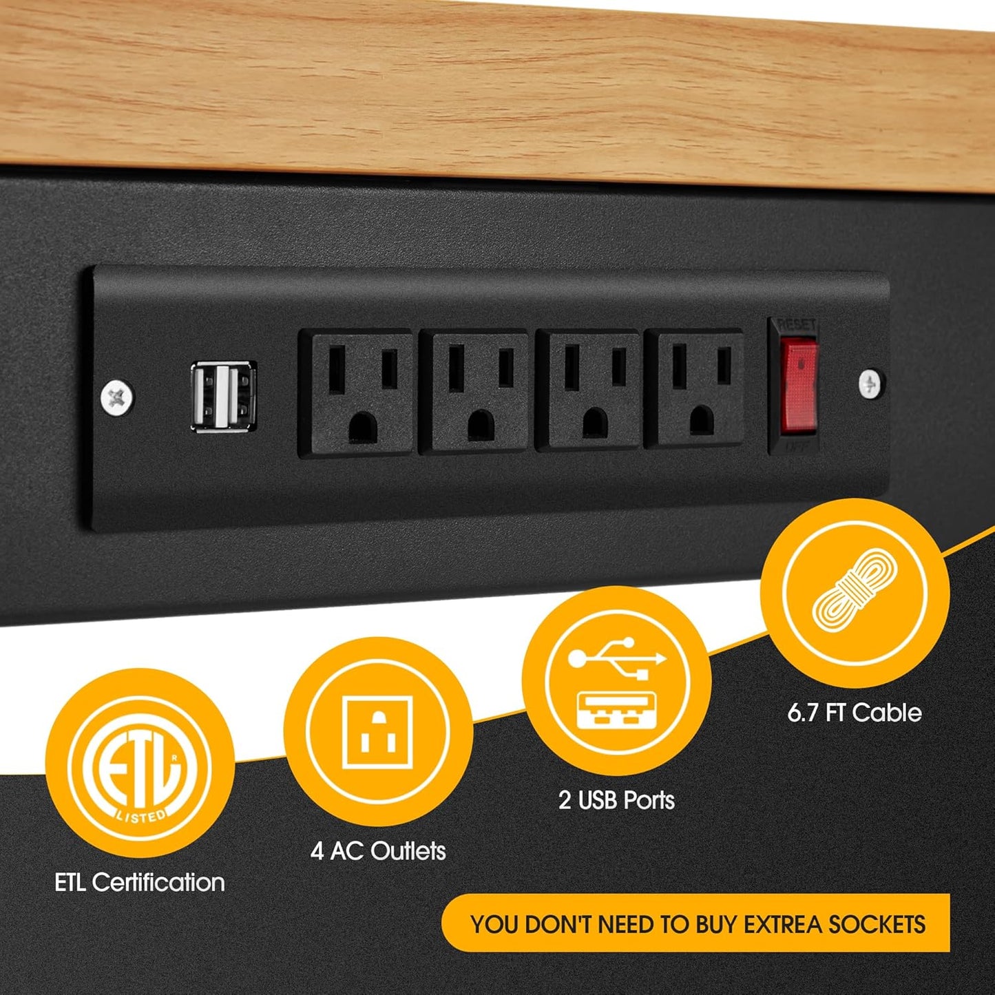 60” Adjustable Workbench，Heavy Duty Wood Work Bench 2000 Lbs Load Capacity,Work Table with Power Outlet for Garage, Workshop, Office, Home