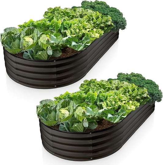 Galvanized Raised Garden Beds Outdoor // 6×3×1 ft (2-Pack) Planter Raised Beds for Gardening, Vegetables, Flowers // Large Metal Garden Box // Patented Tool-Free Design (Black)