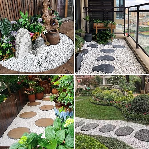 20lbs White Pebbles for Landscaping, 3/8inch Small Rocks for Gardening Succulent Cactus Planters, Natural Polished Pebbles, River Rocks for Plants, Vases