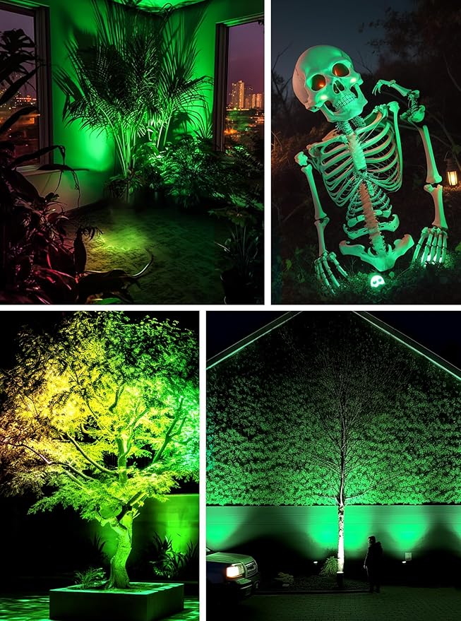 Directly Sold by Factory 7W Green Landscape Lights, 110v 120V LED Landscape Lighting IP66 Waterproof Outdoor Spotlights for Garden Yard Pathway Tree, 4 Pack