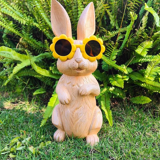 Garden Statue Rabbit Resin Rabbit with Glasses Outdoor Decor for Patio Garden Lawn Ornaments Yard Decorations Outdoor Clearance House Decorations for Home Housewarming Garden Gift for Women